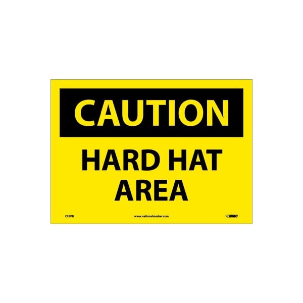 Nmc Safety Signs - Caution Hard Hat Area - Vinyl 10"H X 14"W C31PB - main